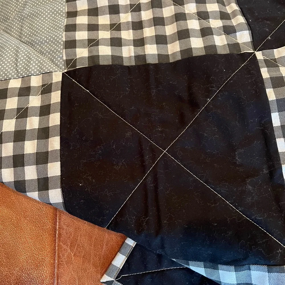 New Handmade Quilt/Throw black and gray C3